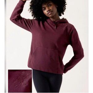 NWT ATHLETA Alya Floral Maroon Retroplush Hoodie Sweatshirt Size XXS MSRP $109
